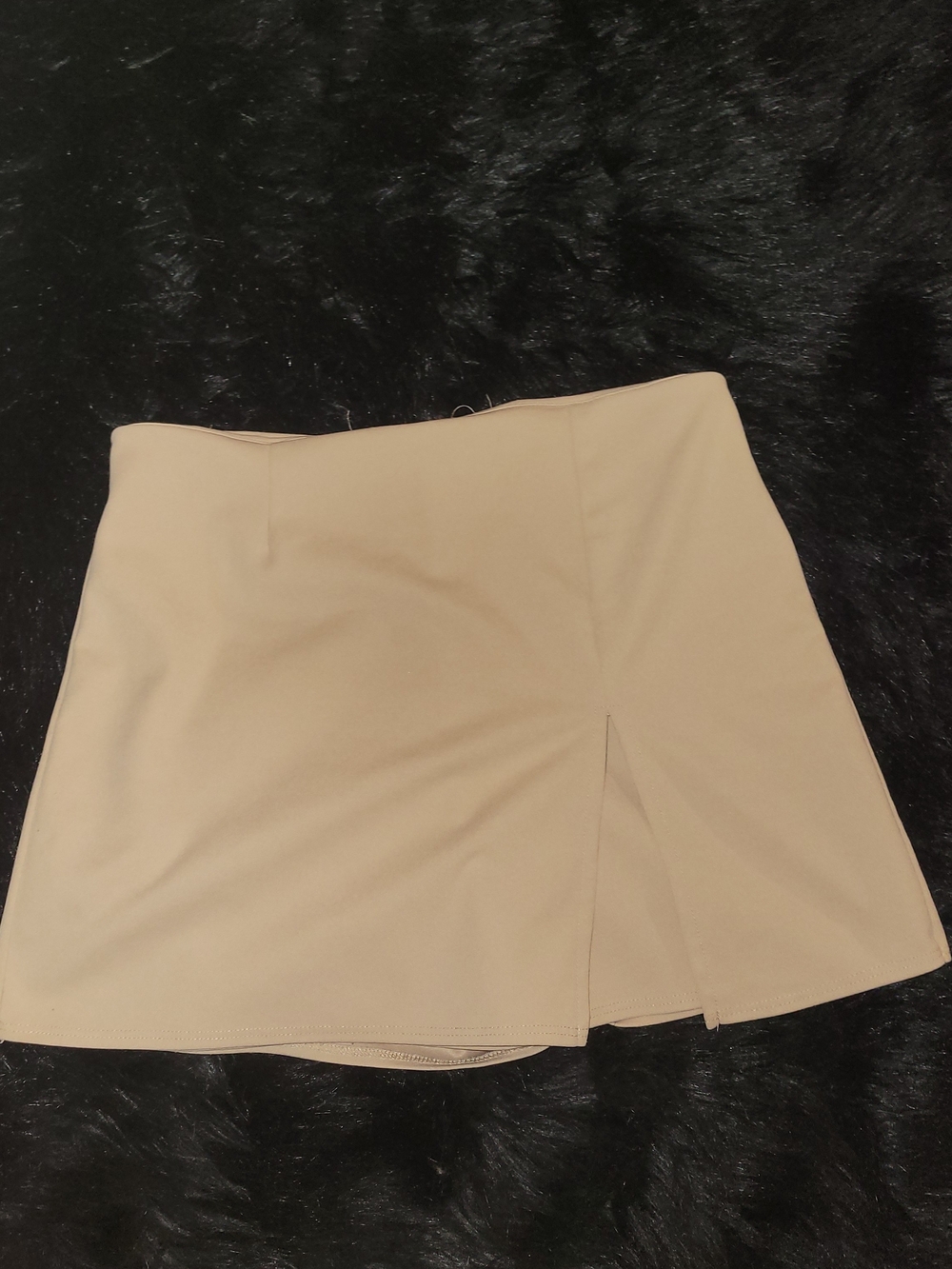 Beige Mini Skort with Front Slit